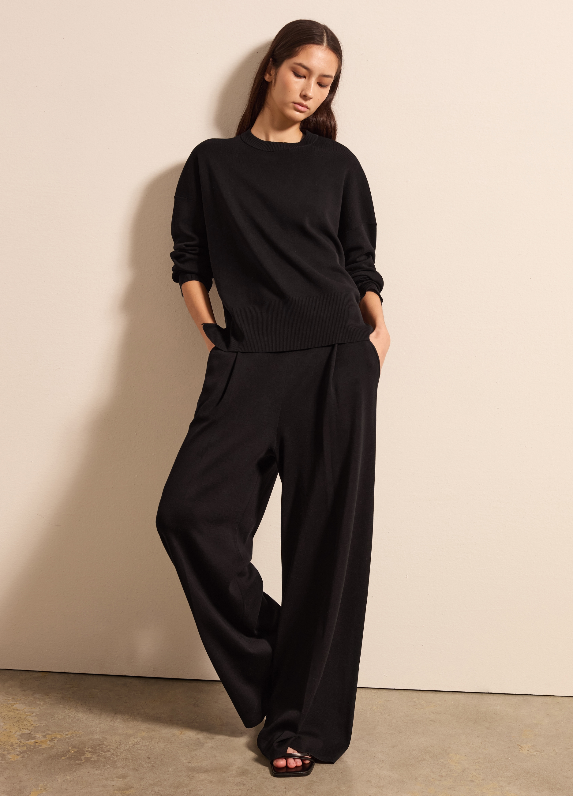 Stefanel - Maglia in cotone con spacchetti, Donna, Nero, Taglia XS