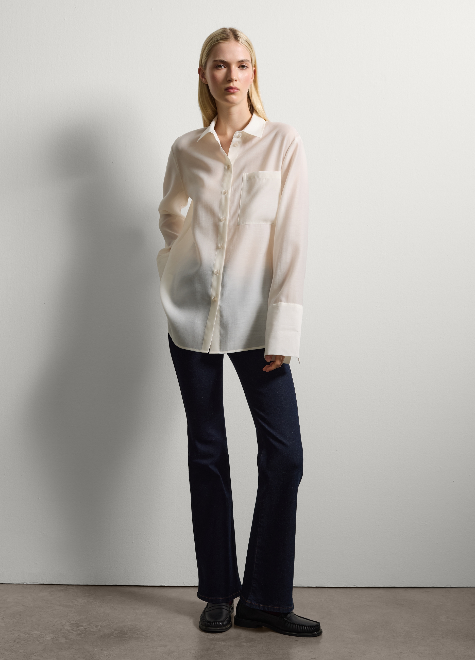 Stefanel - Jeans blu bootcut in cotone elasticizzato, Donna, Blu chambray, Taglia 38