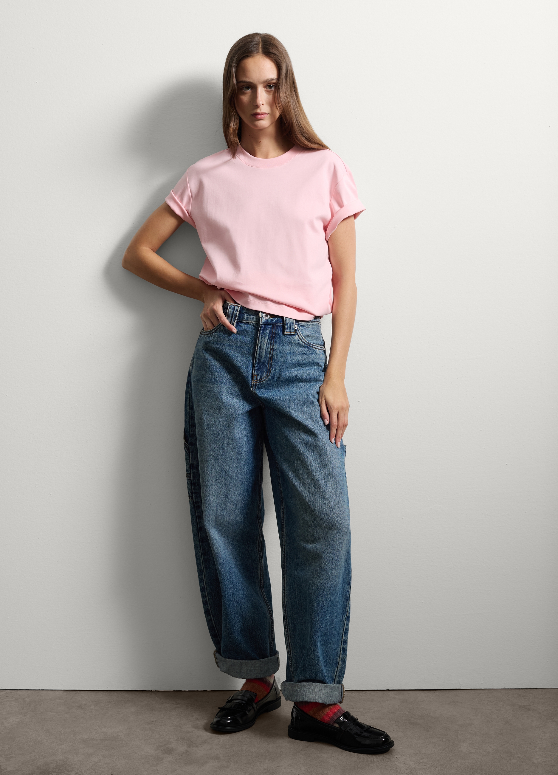 Stefanel - T-shirt in puro cotone rosa regular fit, Donna, Rosa fuxia, Taglia XS