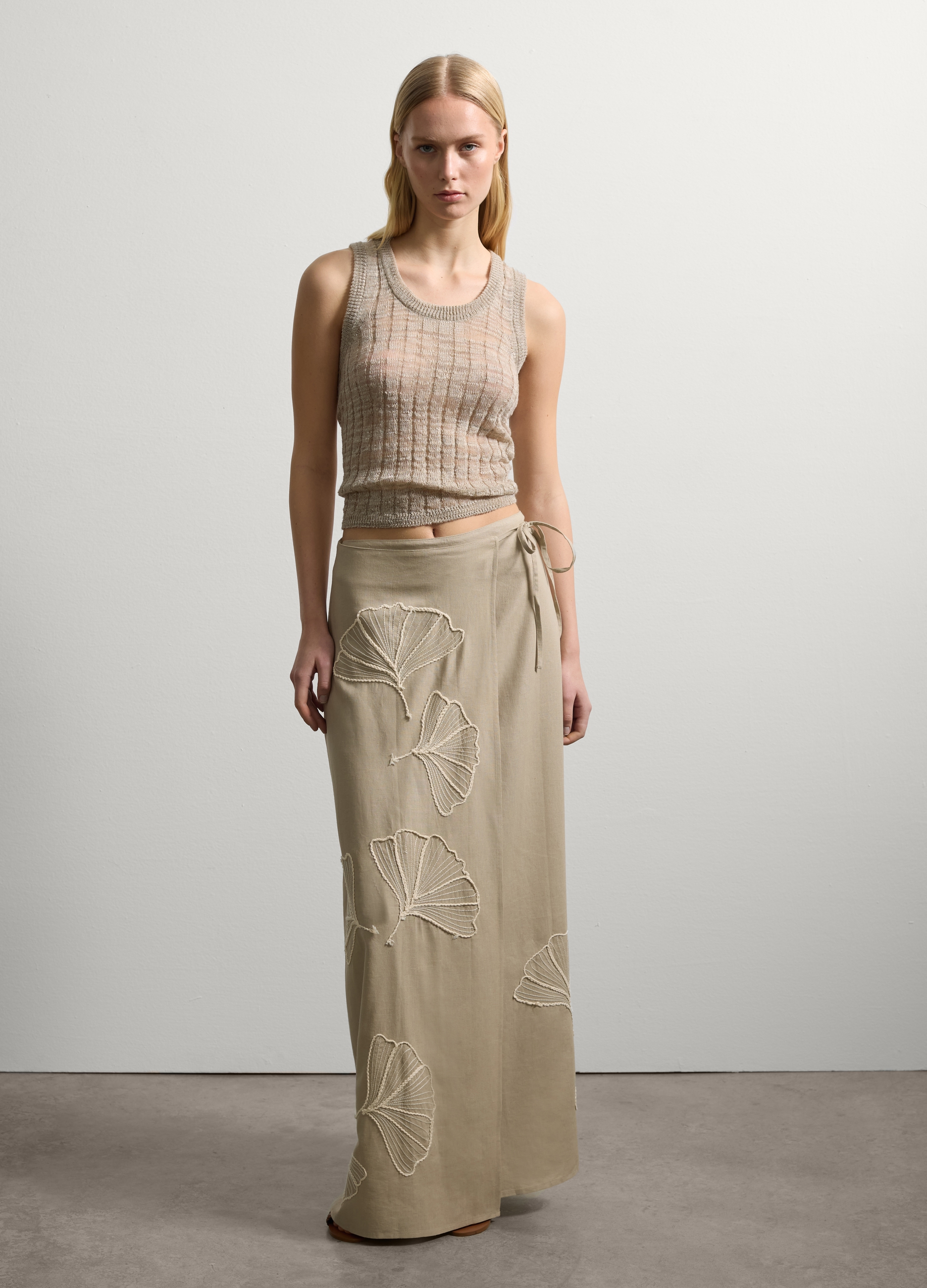 Stefanel - Gonna lunga a portafoglio con fiori, Donna, Beige, Taglia XS