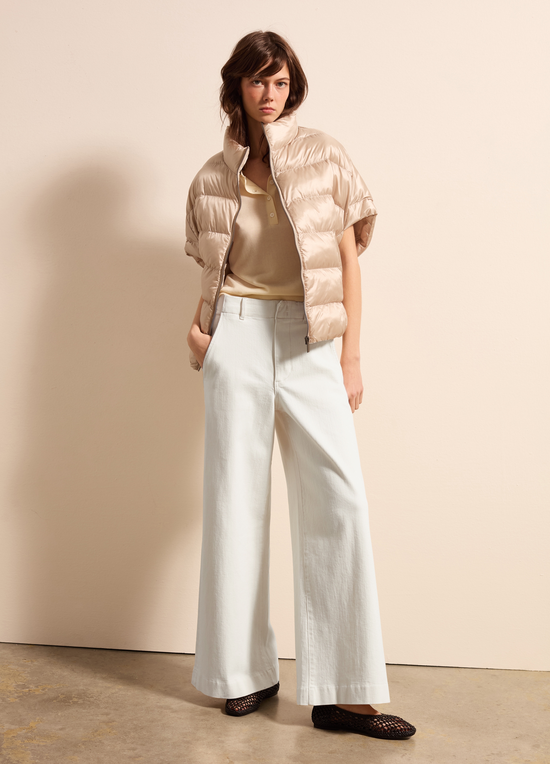 Stefanel - Poncho trapuntato a collo alto, Donna, Crema, Taglia XS/S