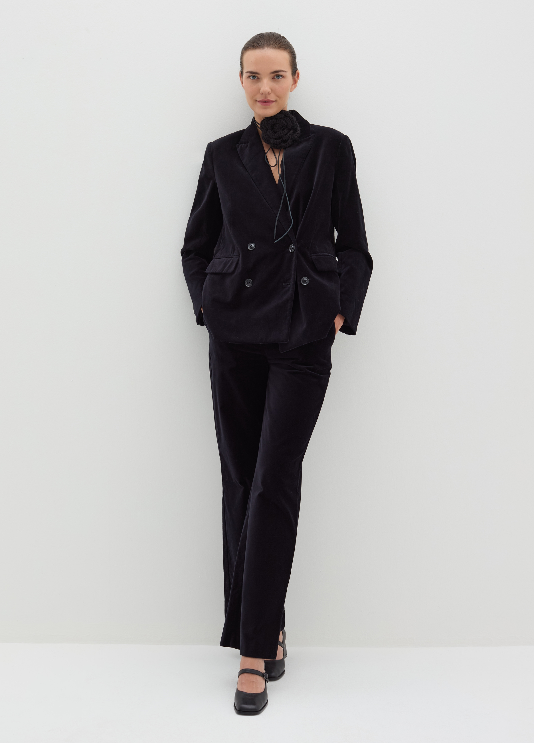 Stefanel - Cintura sottile con applicazione fiore, Donna, Nero, Taglia ONE SIZE