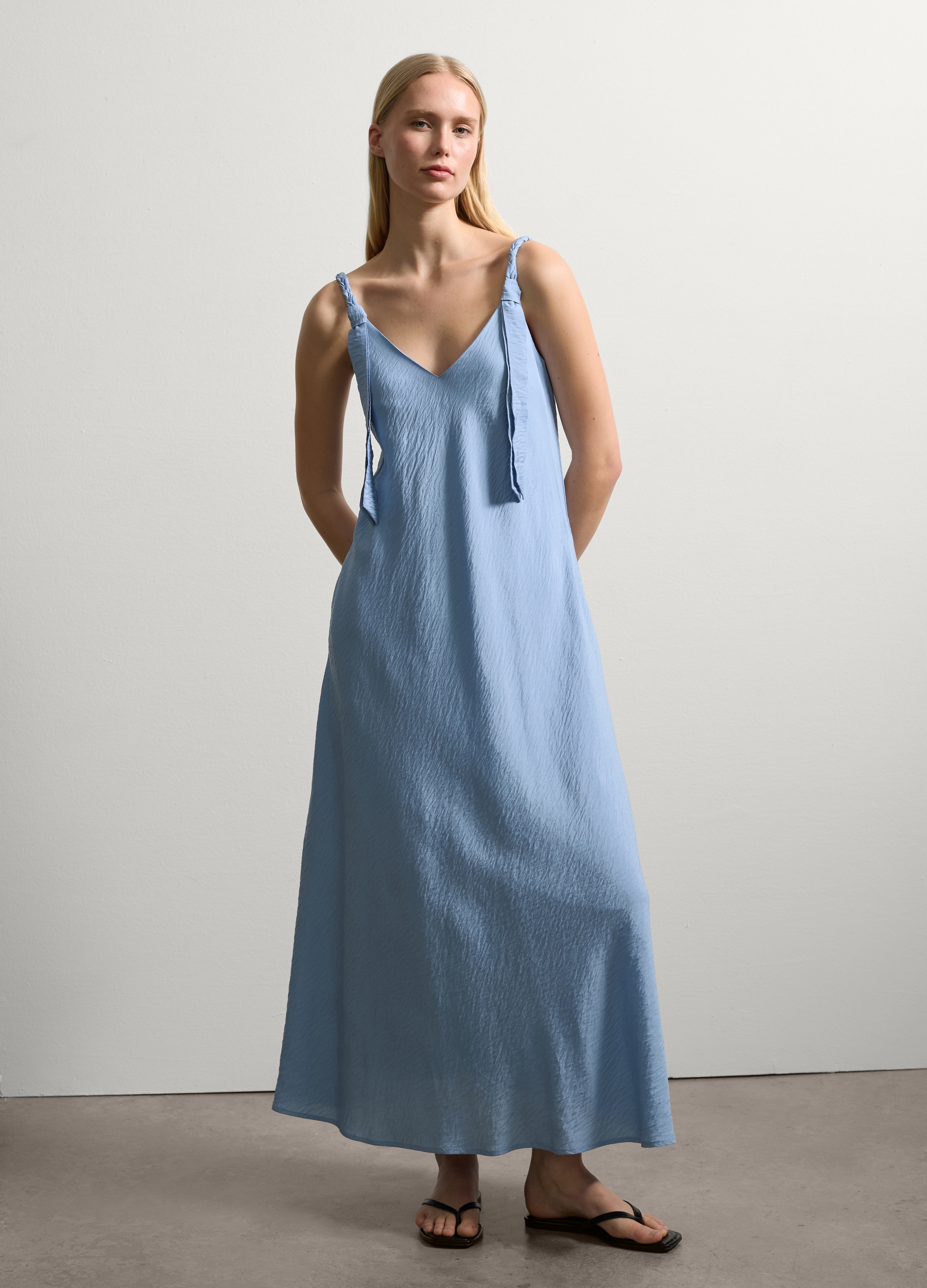 Stefanel - Slip dress con spalline intrecciate, Donna, Azzurro celeste, Taglia XS
