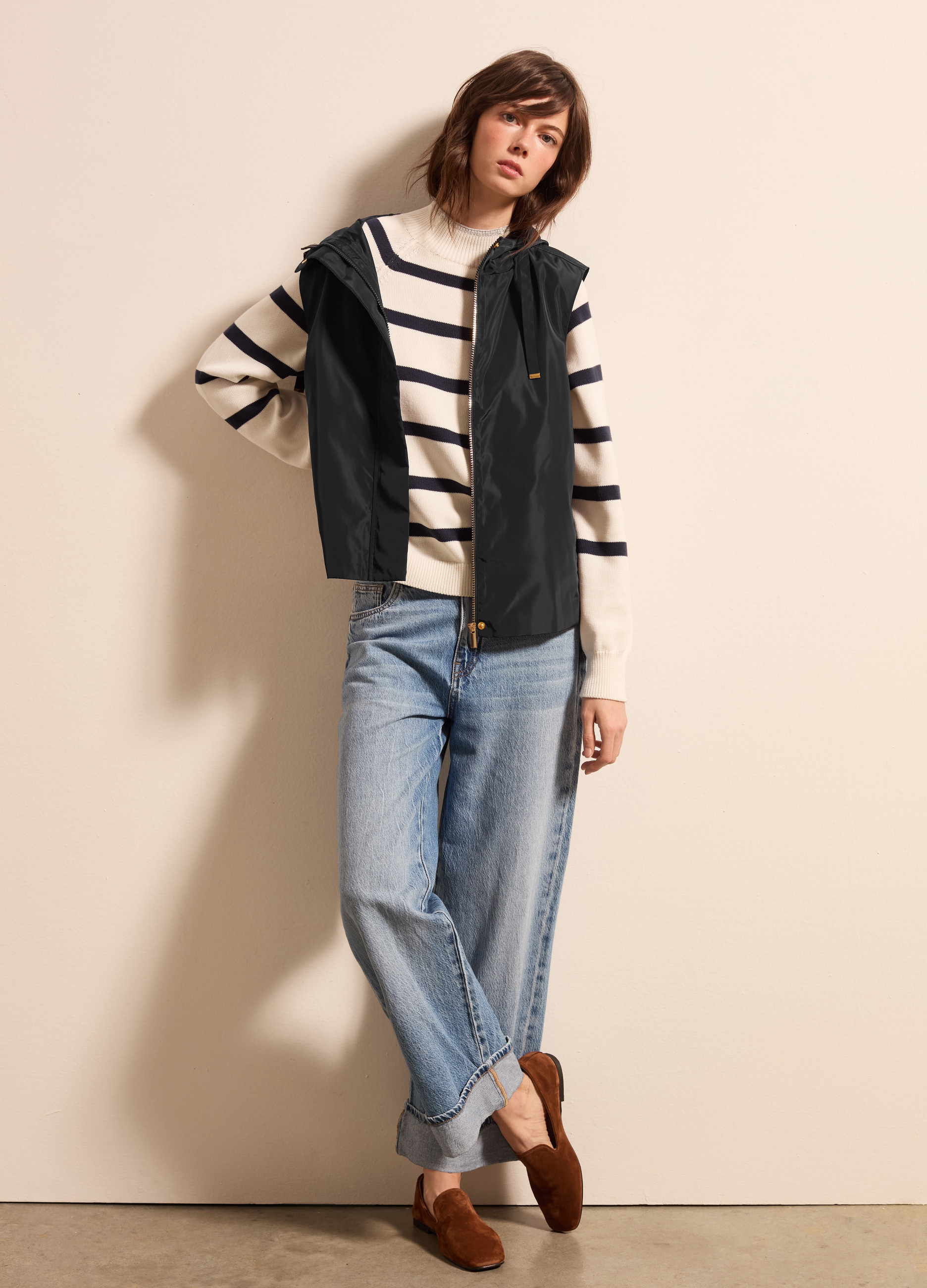 Stefanel - Gilet con cappuccio, Donna, Nero, Taglia XS