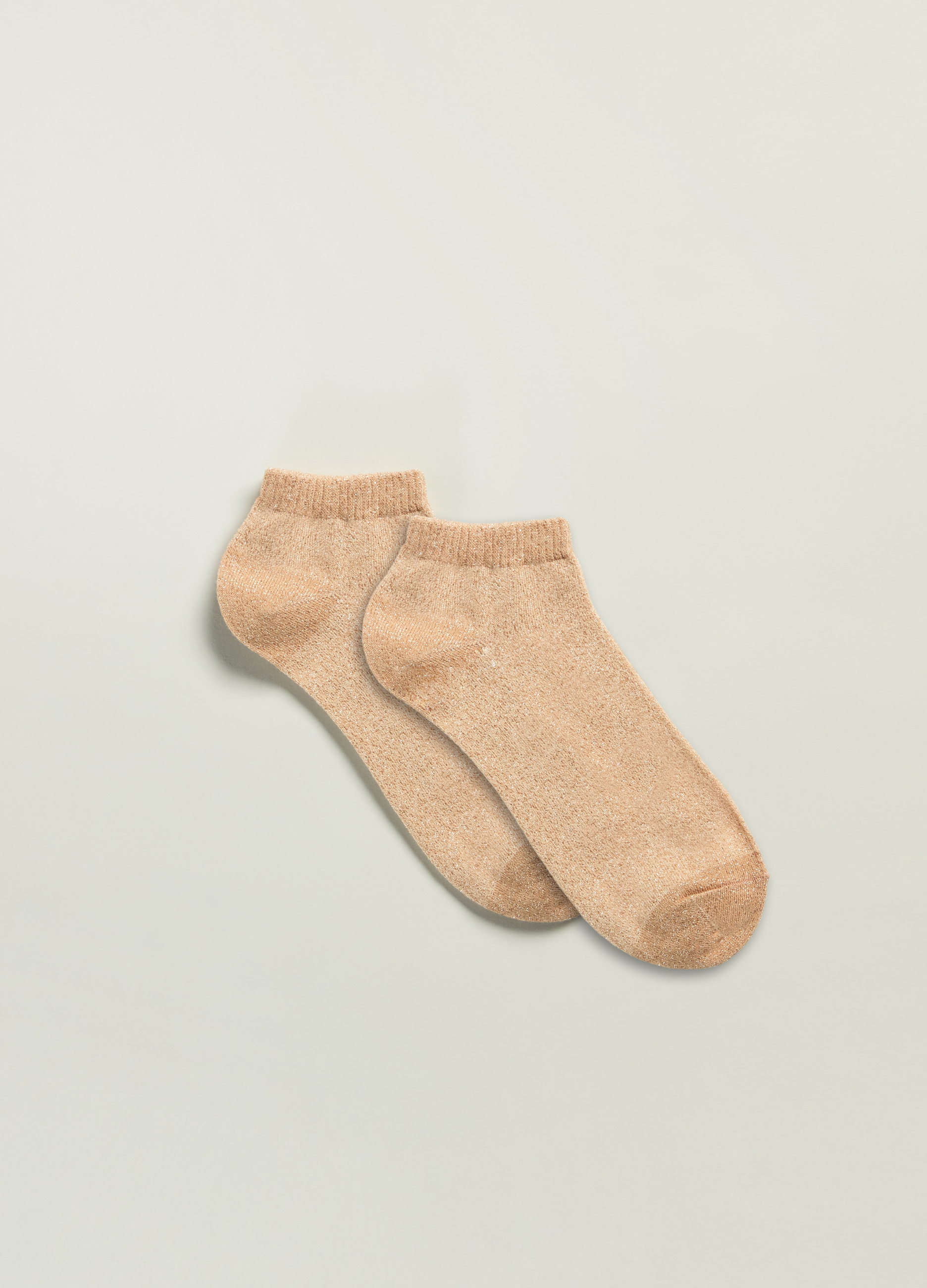 Stefanel - Calzino pariscarpa in lurex, Donna, Beige, Taglia 36-38