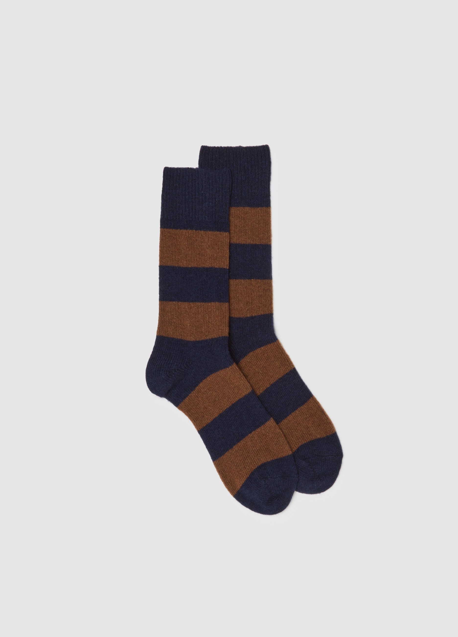 Stefanel - Calzini in misto lana grigio elasticizzato, Donna, Blu/Marrone, Taglia ONE SIZE