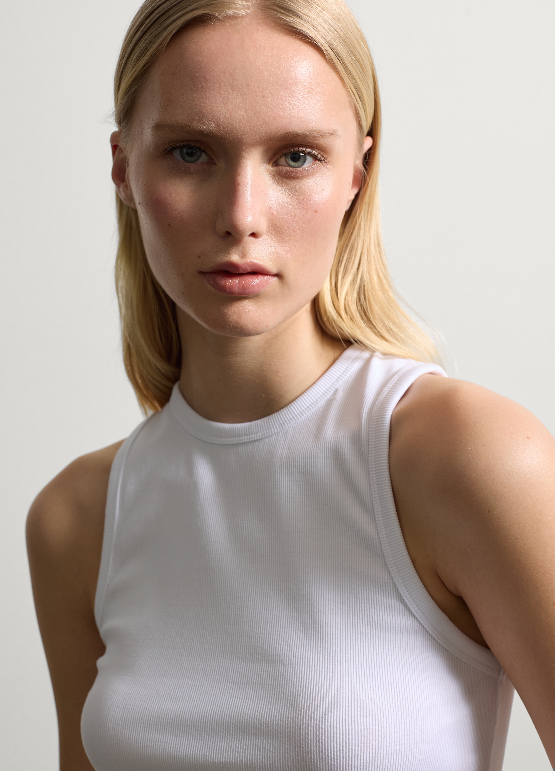 Stefanel - Tank top a costine, Donna, Bianco ottico, Taglia XS