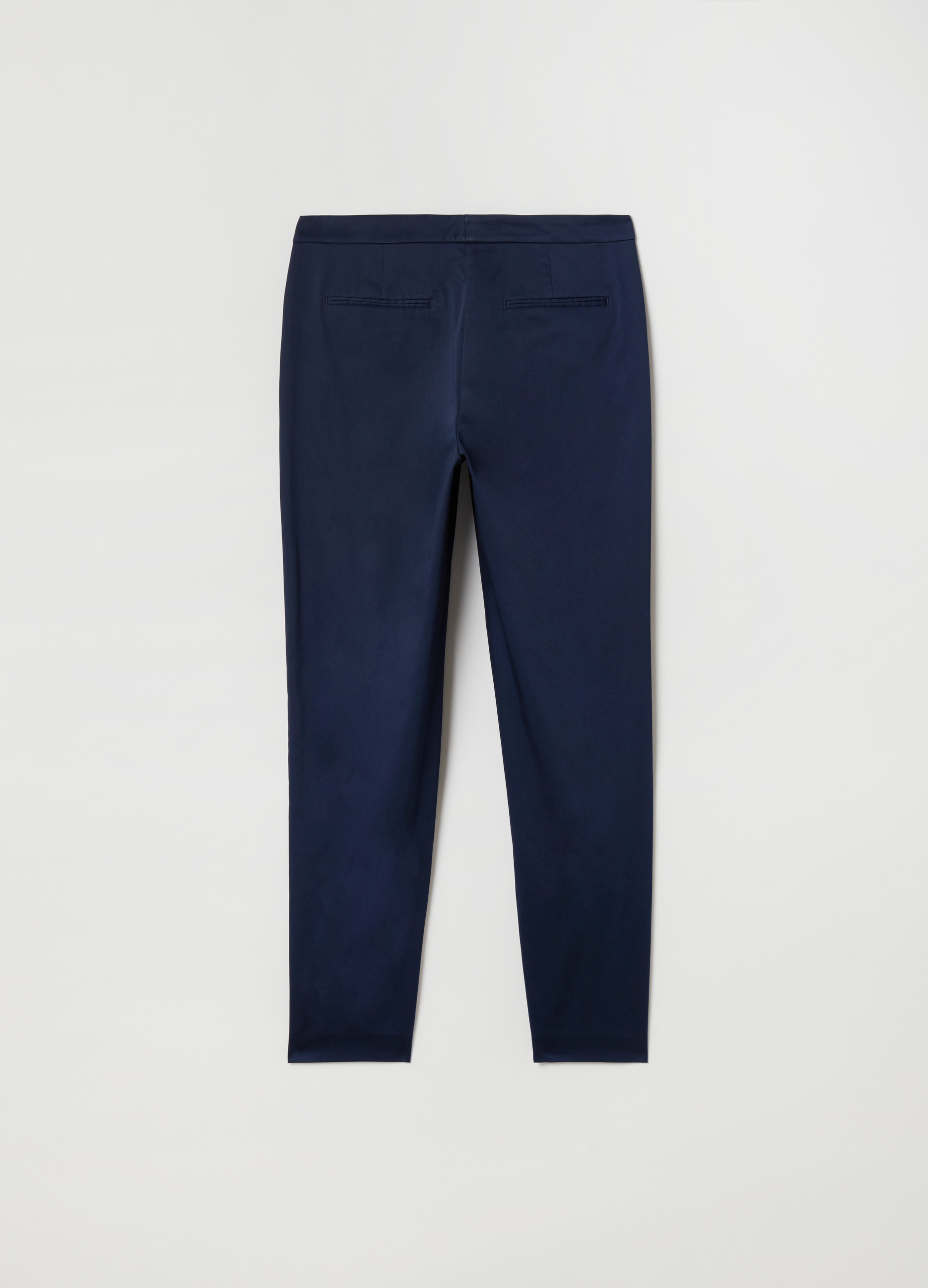 Stefanel - Pantalone in cotone satin, Donna, Blu navy, Taglia 38