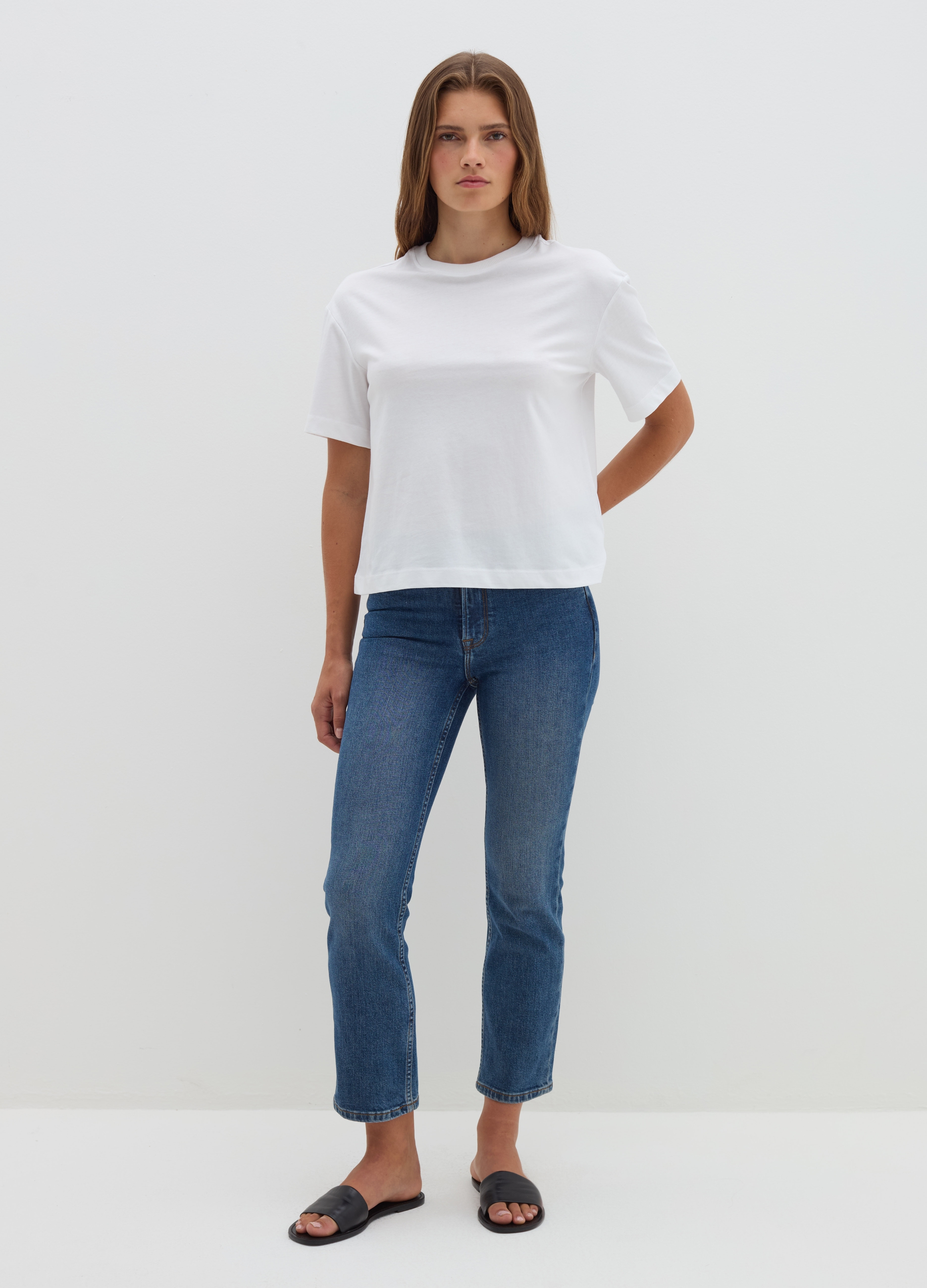 Stefanel - Jeans straight fit stretch, Donna, Lavaggio medio, Taglia 38