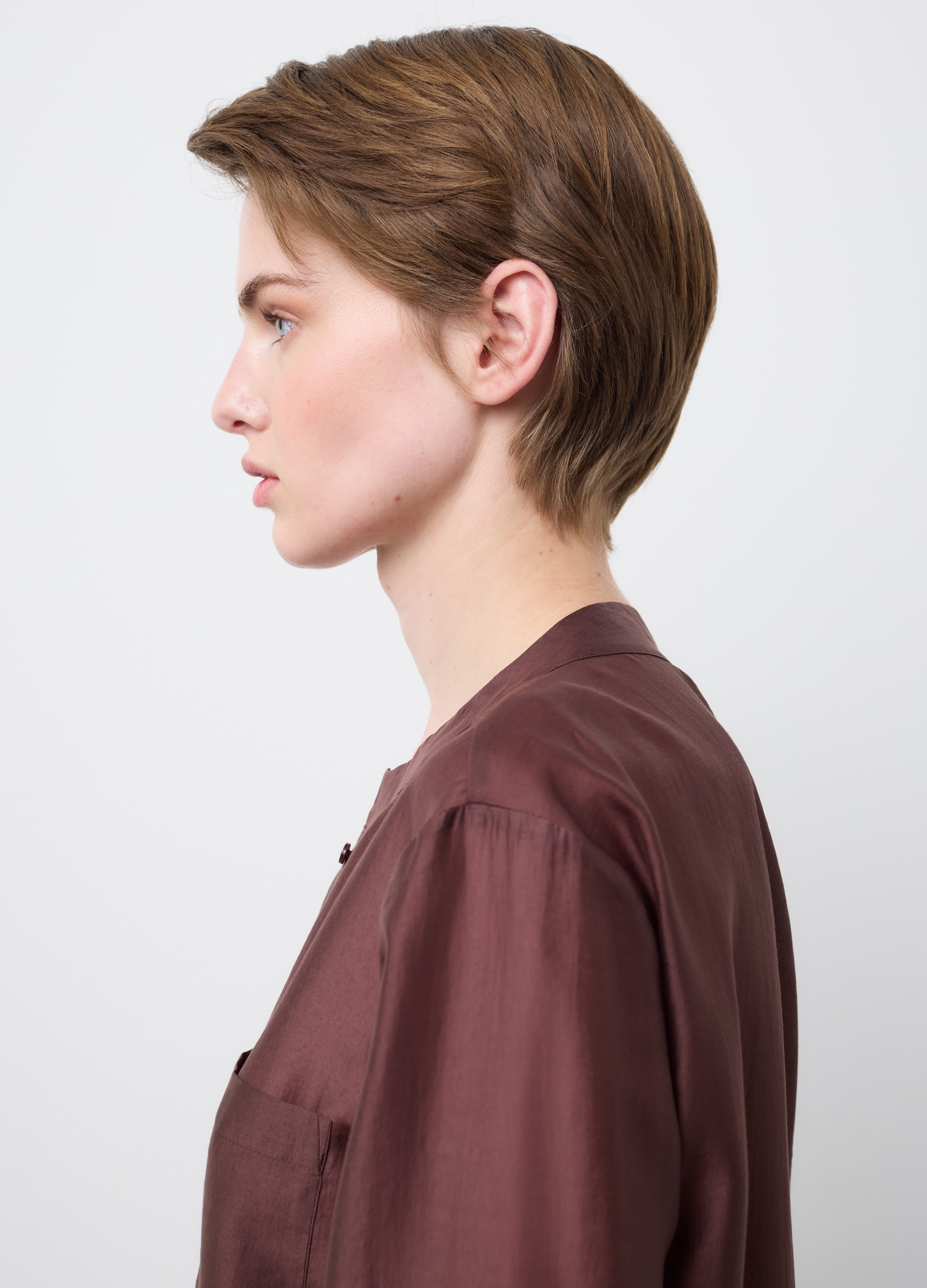 Stefanel - Camicia in Lyocell elasticizzato marrone regular fit, Donna, Marrone bronzo, Taglia XS