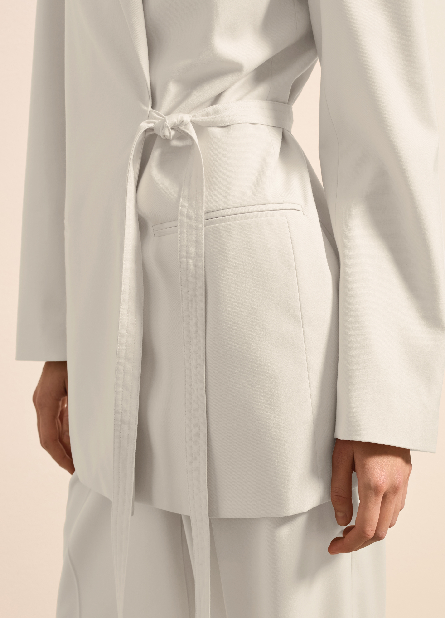 Stefanel - Blazer a portafoglio con cintura, Donna, Bianco gesso, Taglia 42