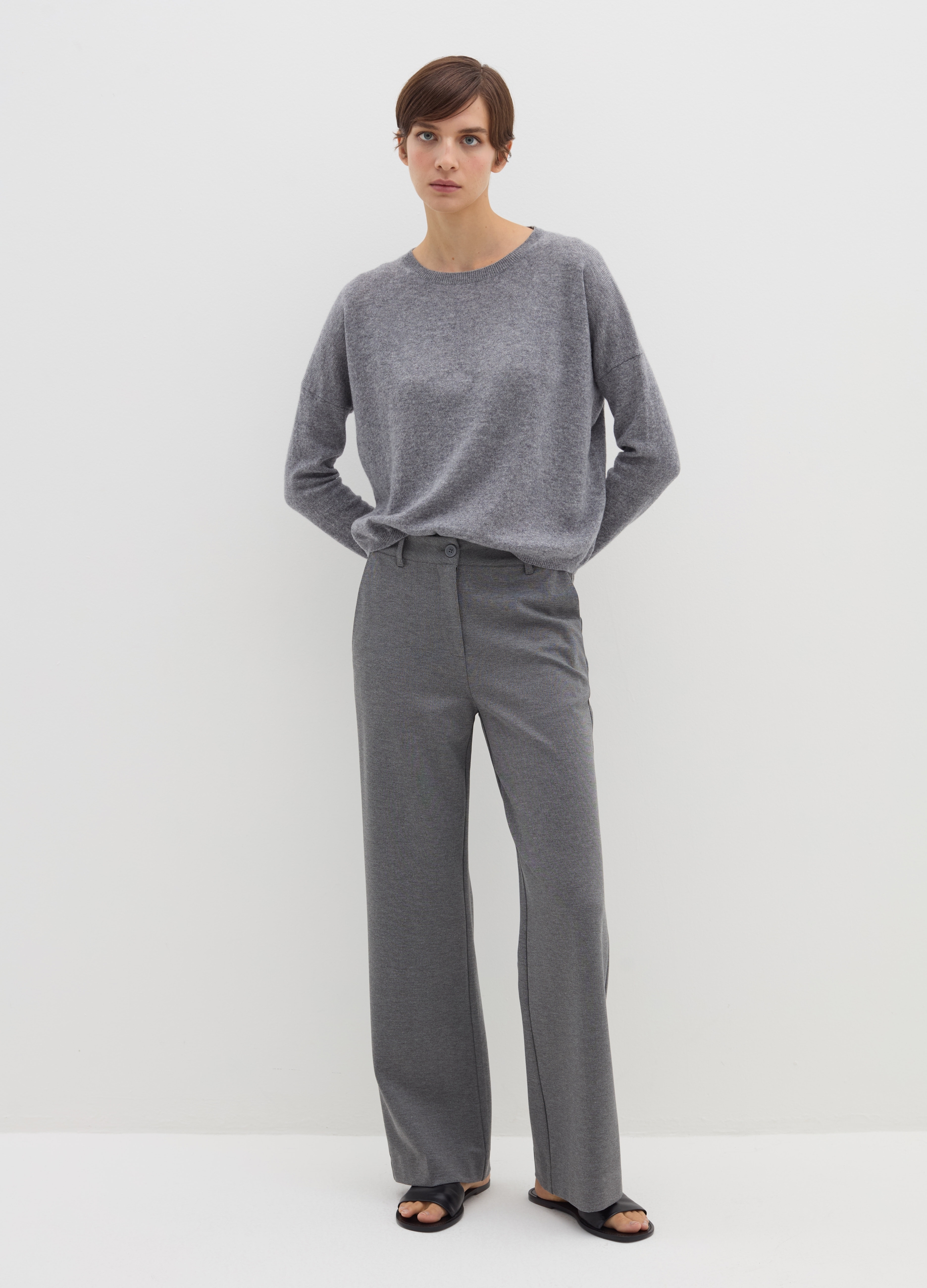 Stefanel - Pullover in puro cashmere, Donna, Grigio scuro, Taglia S