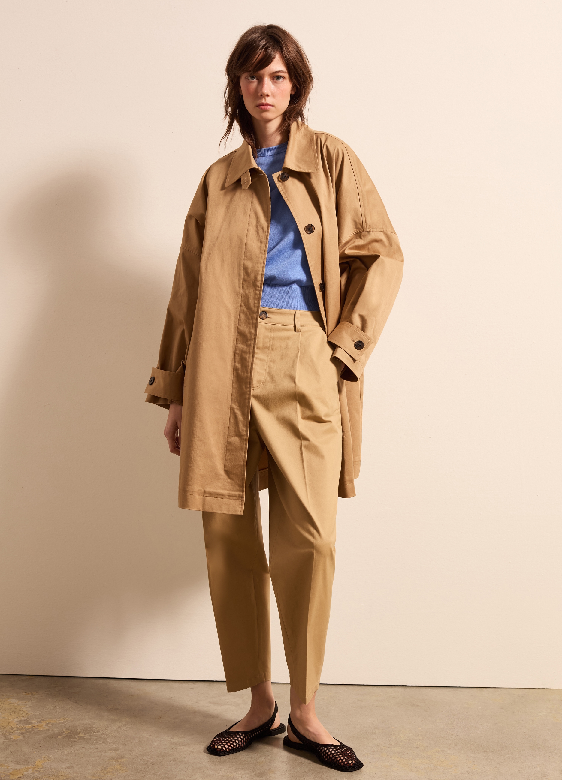 Stefanel - Pantalone carrot fit in cotone stretch, Donna, Beige, Taglia 36