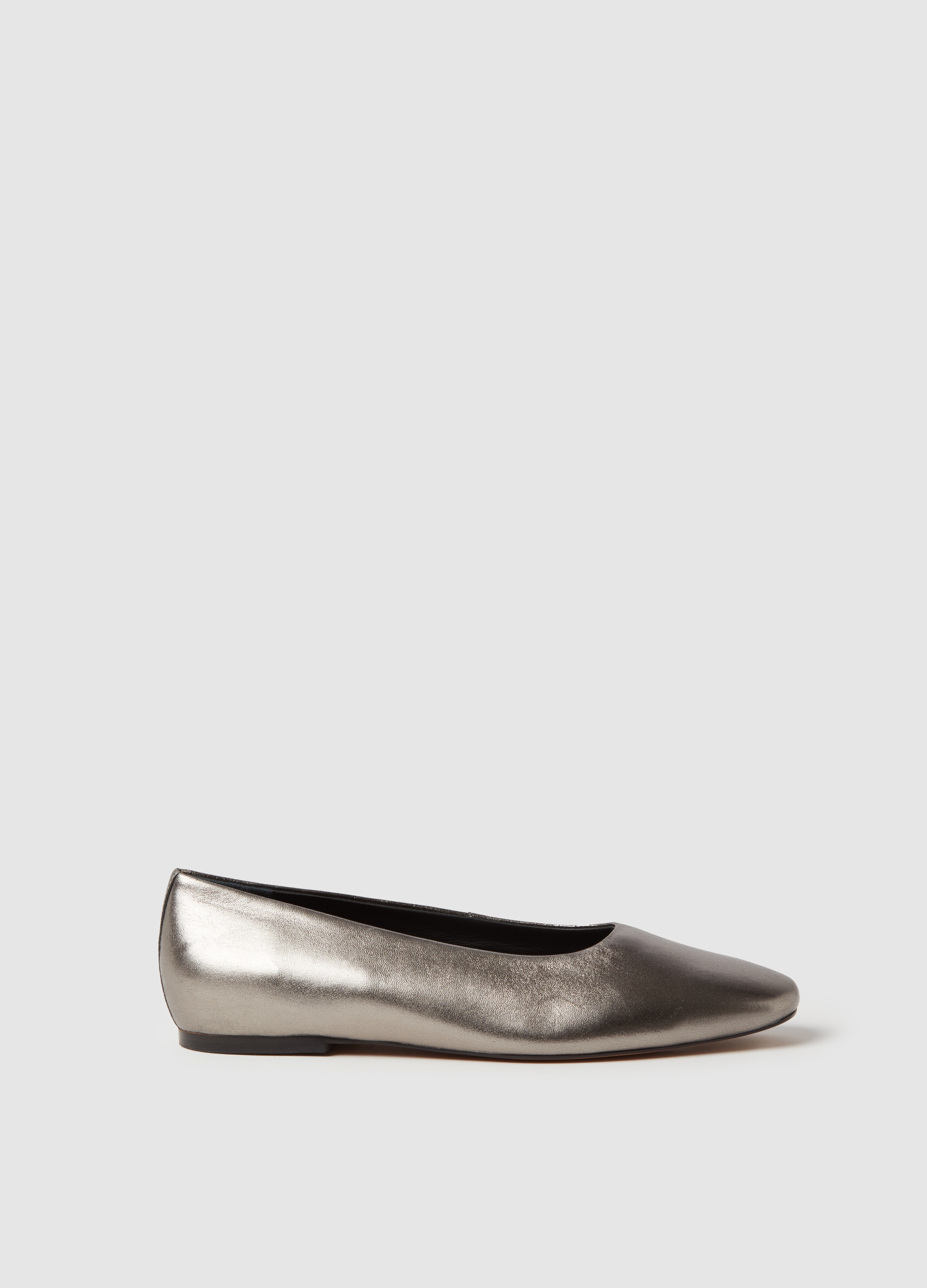 Stefanel - Ballerina in pelle, Donna, Grigio argento, Taglia 37