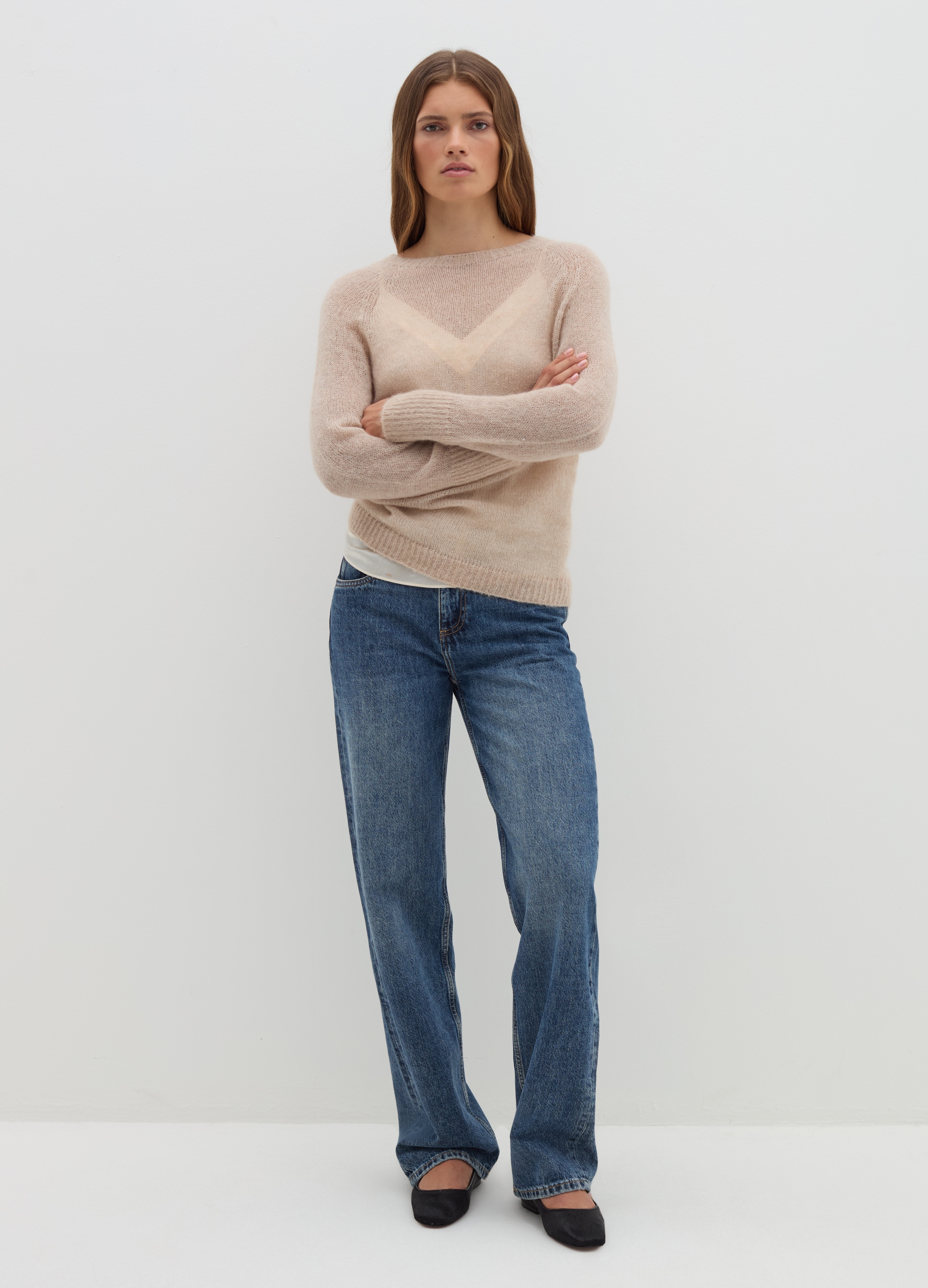 Stefanel - Maglia in alpaca leggero, Donna, Beige chiaro, Taglia M