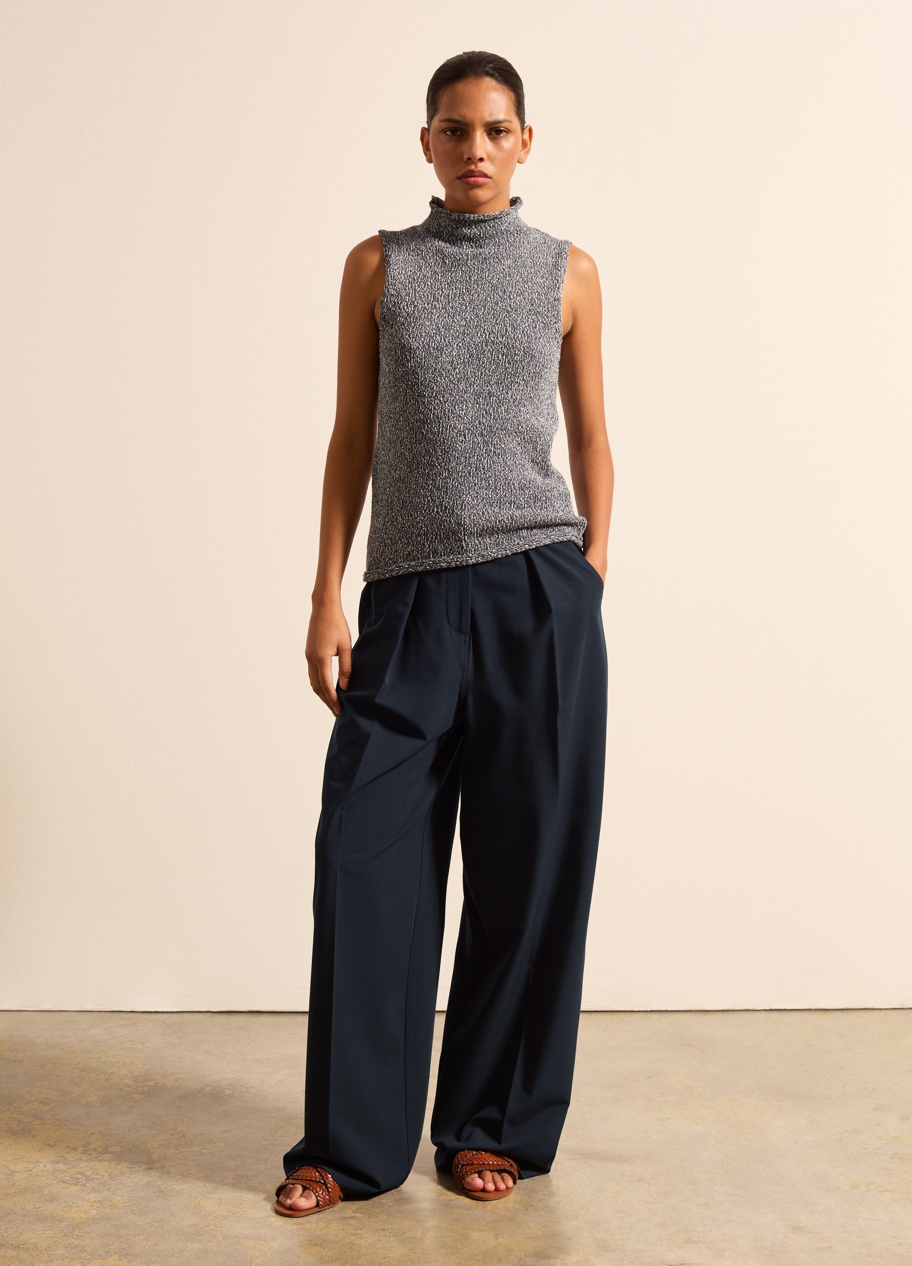 Stefanel - Pantalone balloon fit con pinces, Donna, Blu Notte, Taglia 38