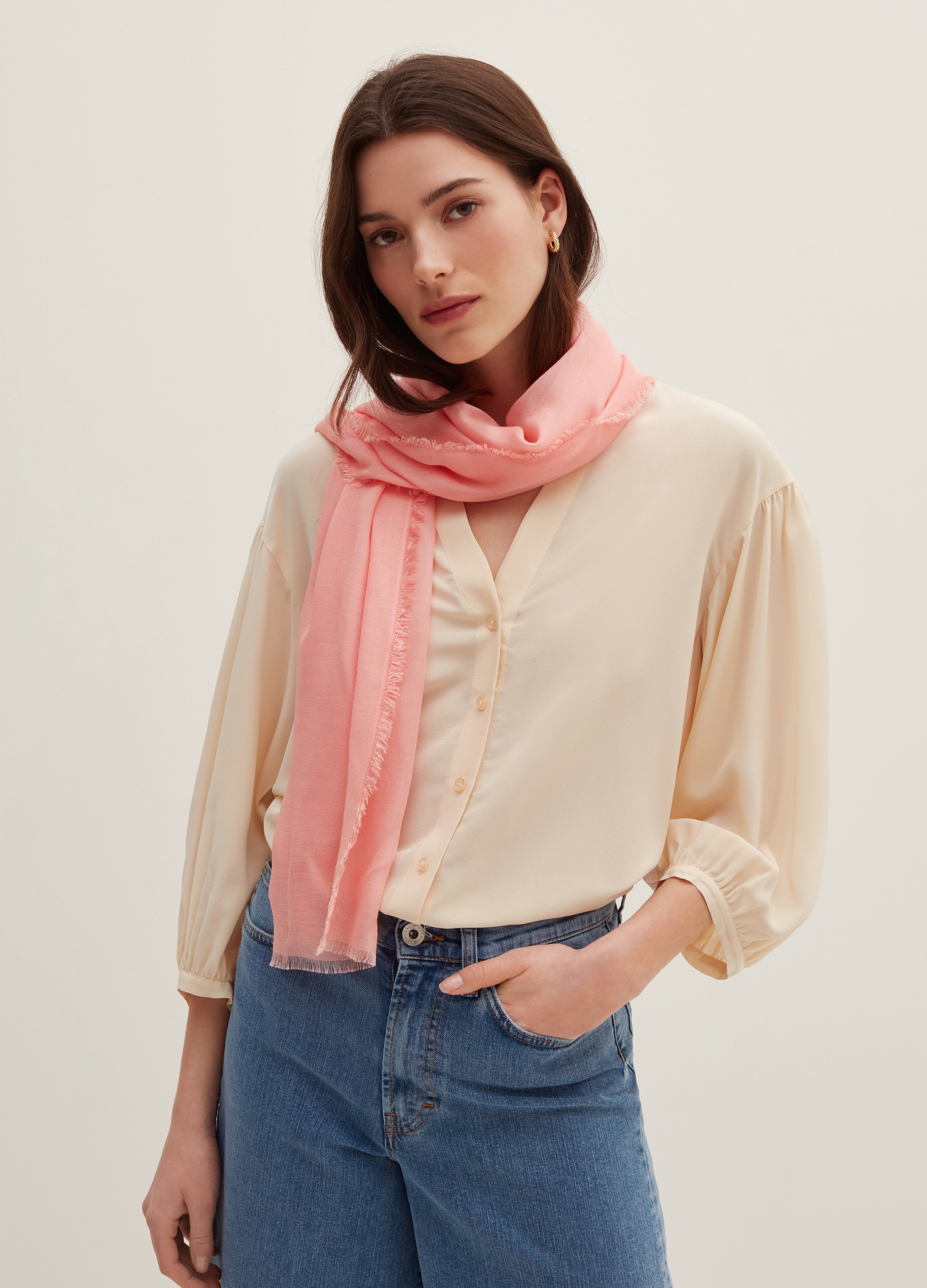 Stefanel - Sciarpa leggera in viscosa, Donna, Rosa pastello, Taglia ONE SIZE