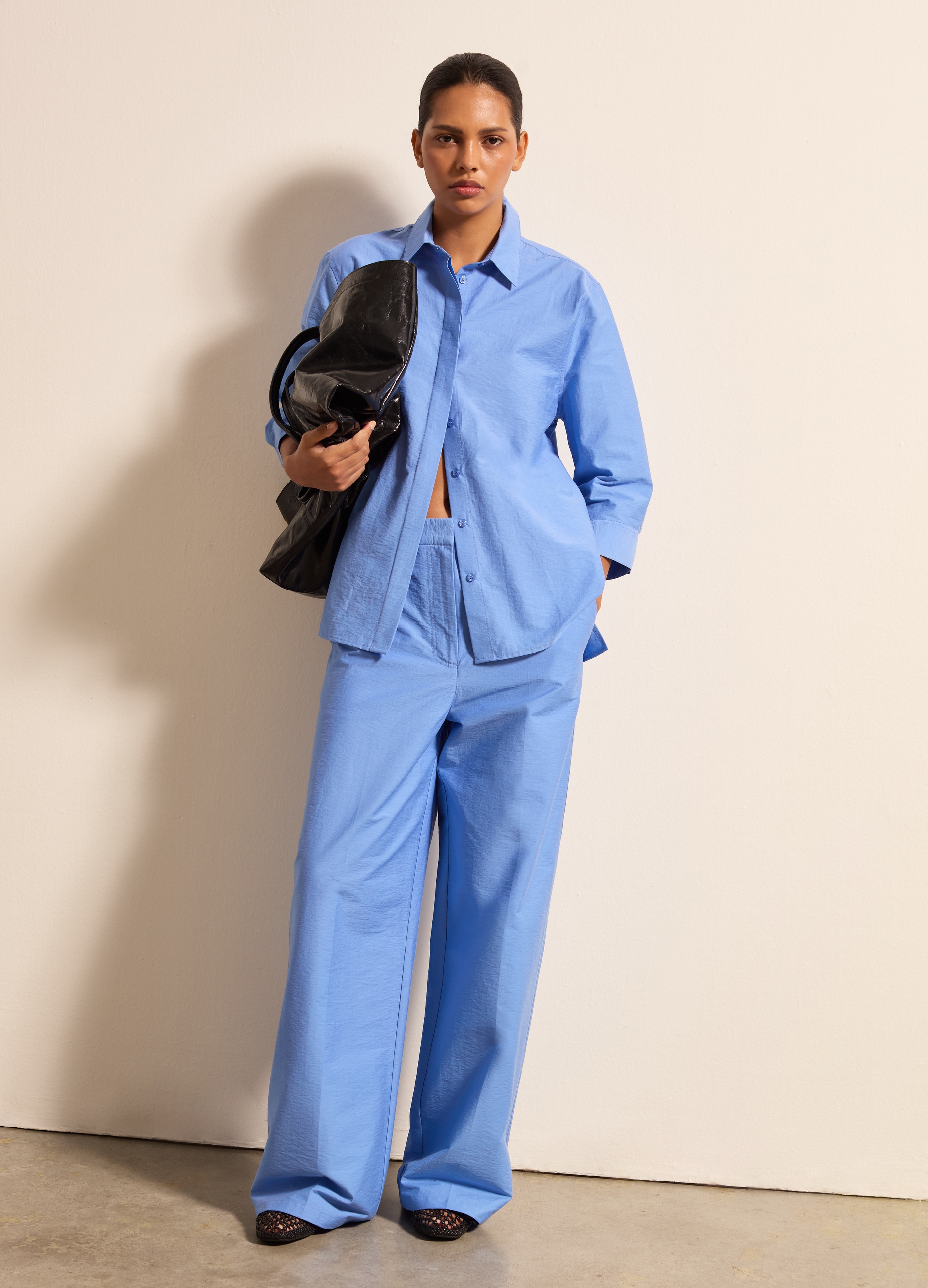 Stefanel - Pantalone con pinces, Donna, Azzurro scuro, Taglia 38