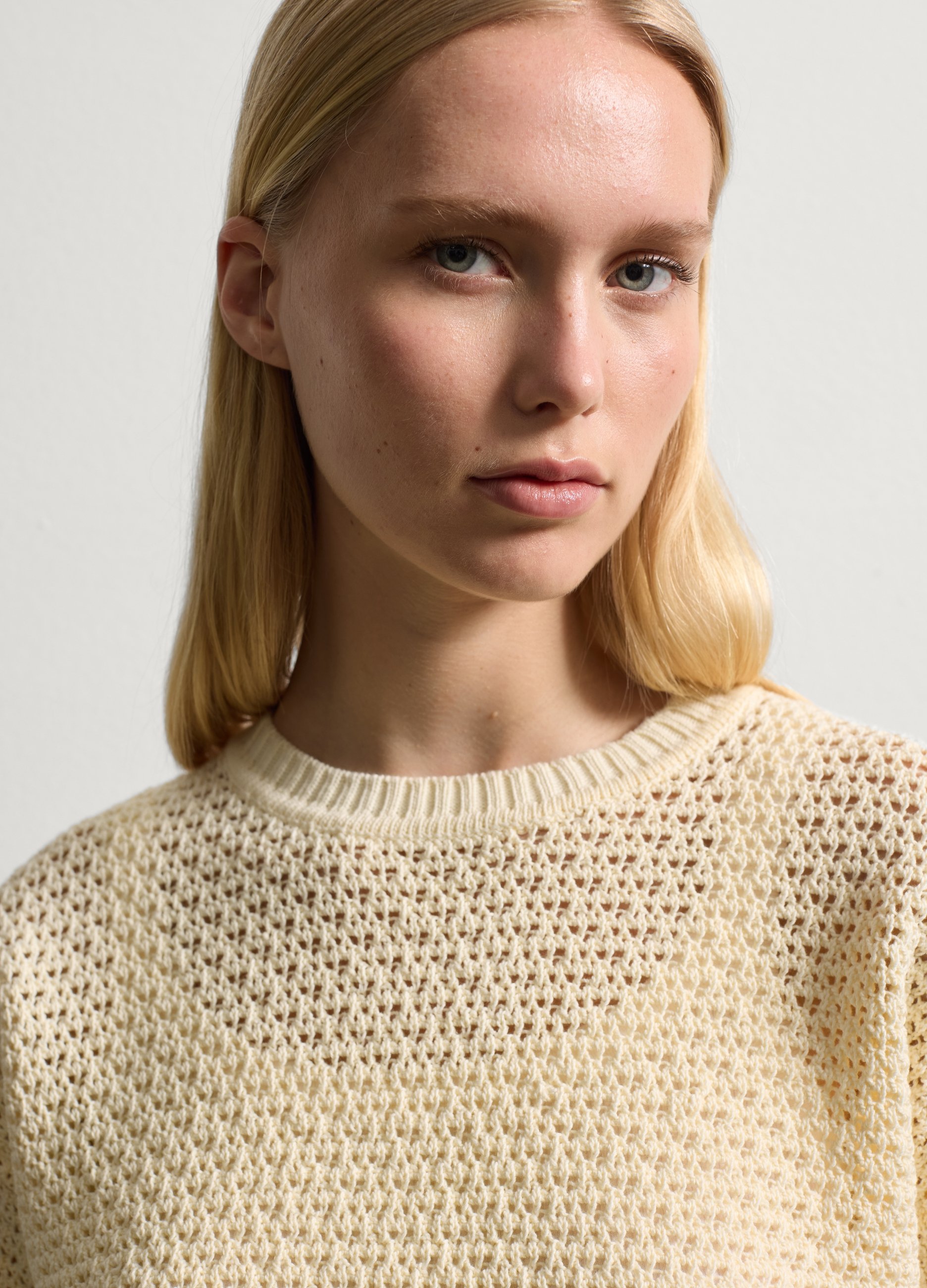 Stefanel - Maglia girocollo crochet, Donna, Bianco avorio, Taglia XS