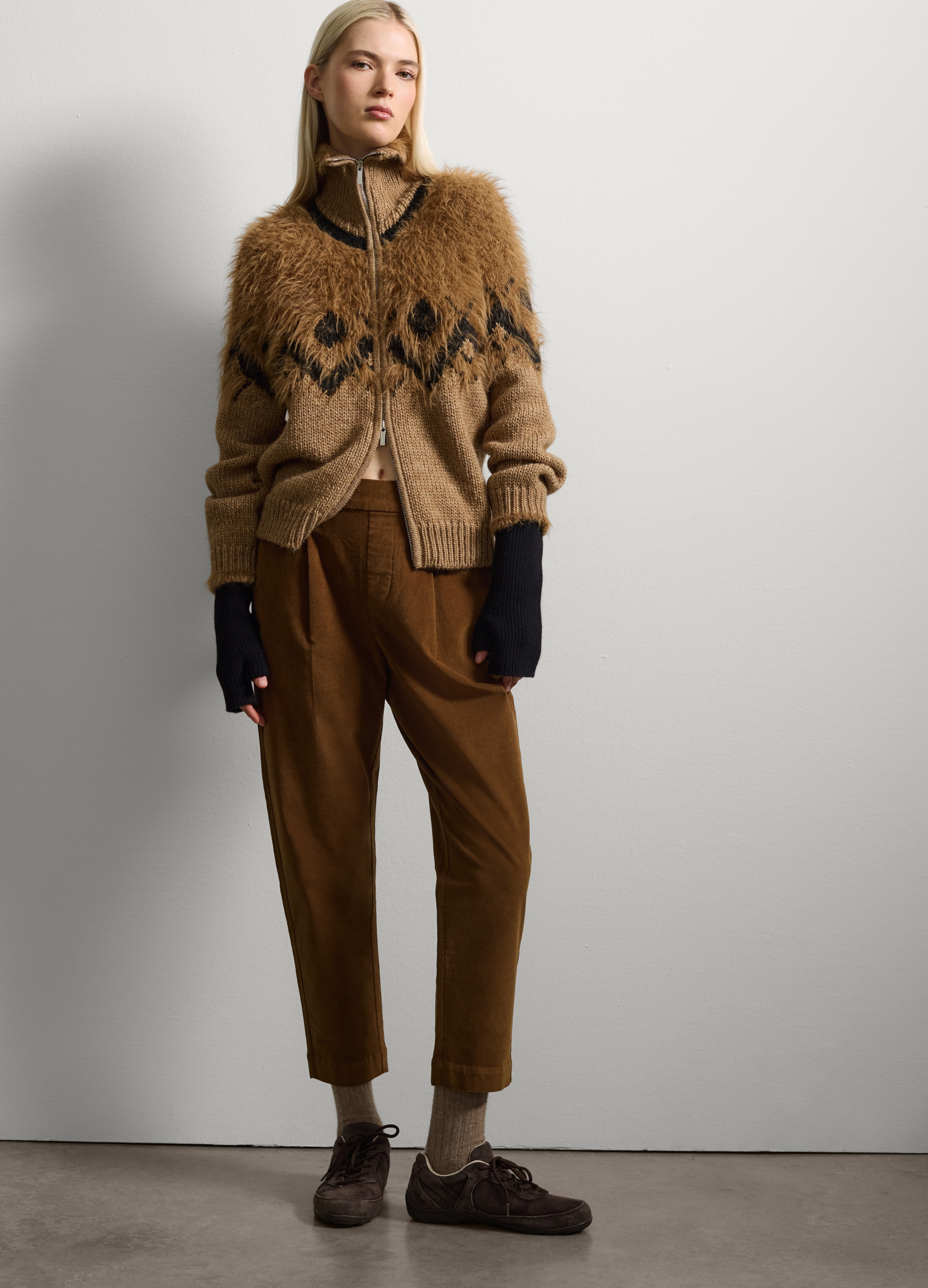 Stefanel - Pantaloni in corduroy marroni, Donna, Marrone cioccolato, Taglia 38