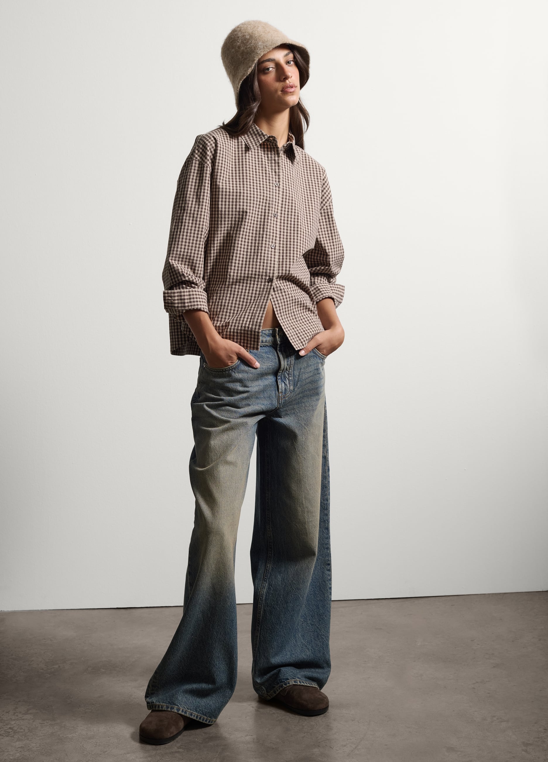 Stefanel - Jeans in denim in puro cotone straight fit a gamba ampia, Donna, Lavaggio medio, Taglia 48