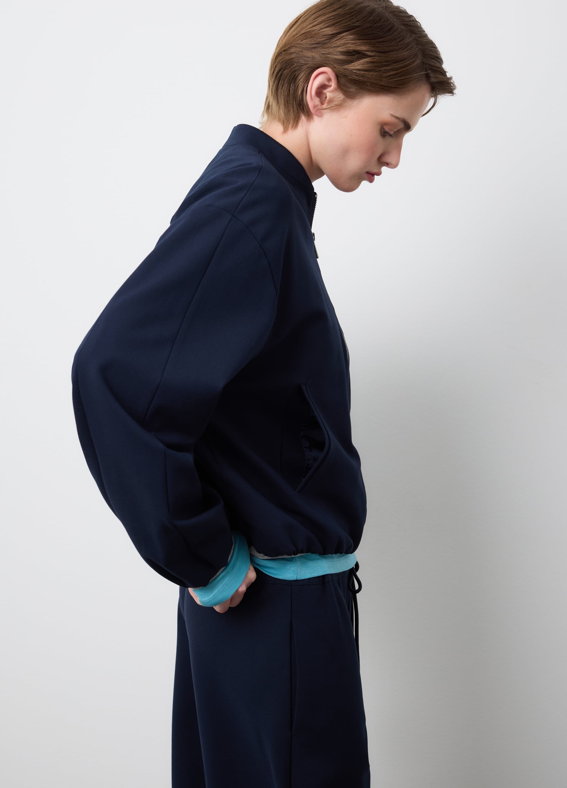 Stefanel - Giacca blu regular fit full zip, Donna, Blu scuro, Taglia XS