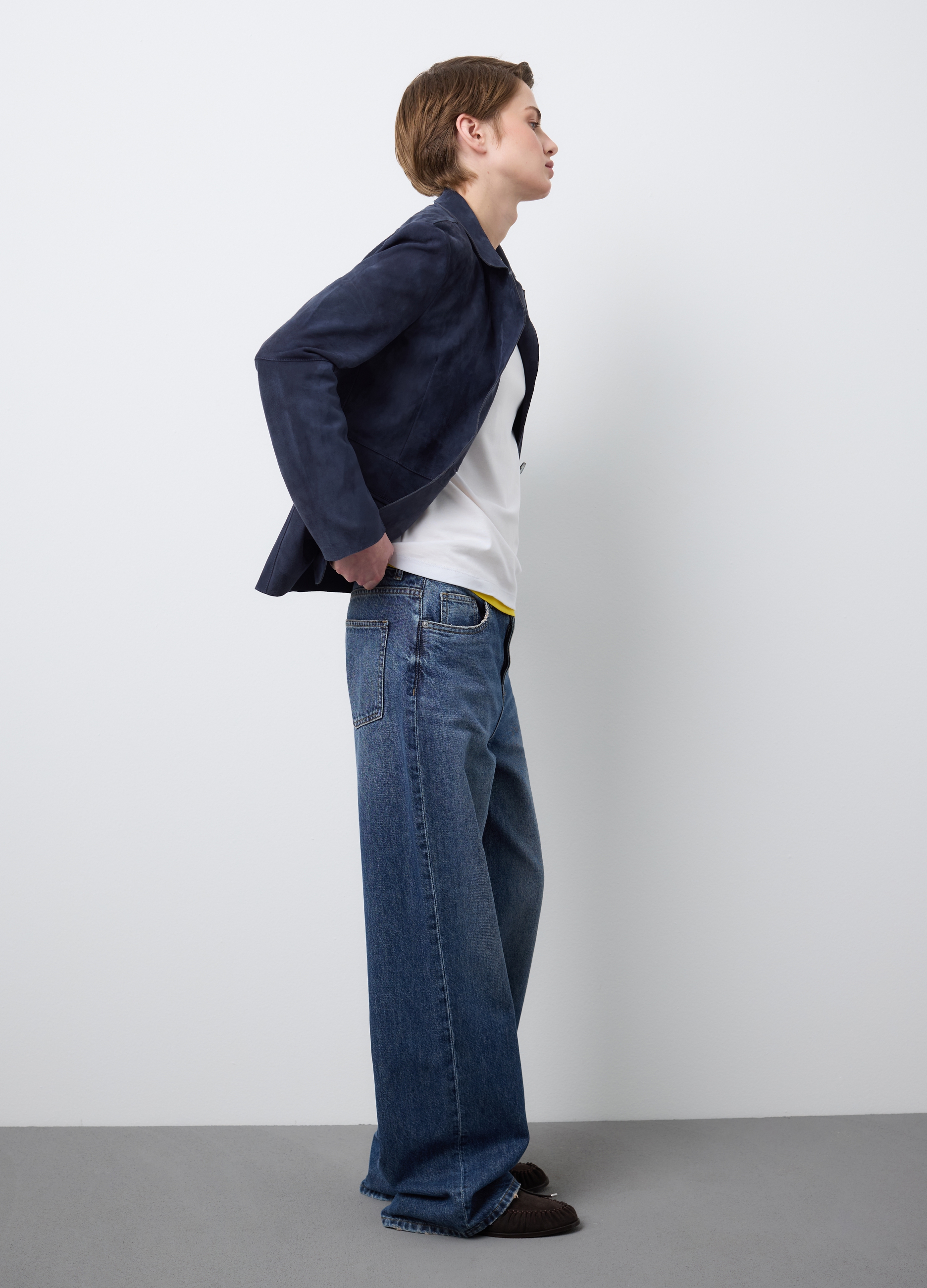 Stefanel - Blazer in vera pelle blu regular fit, Donna, Blu Bluette, Taglia XS