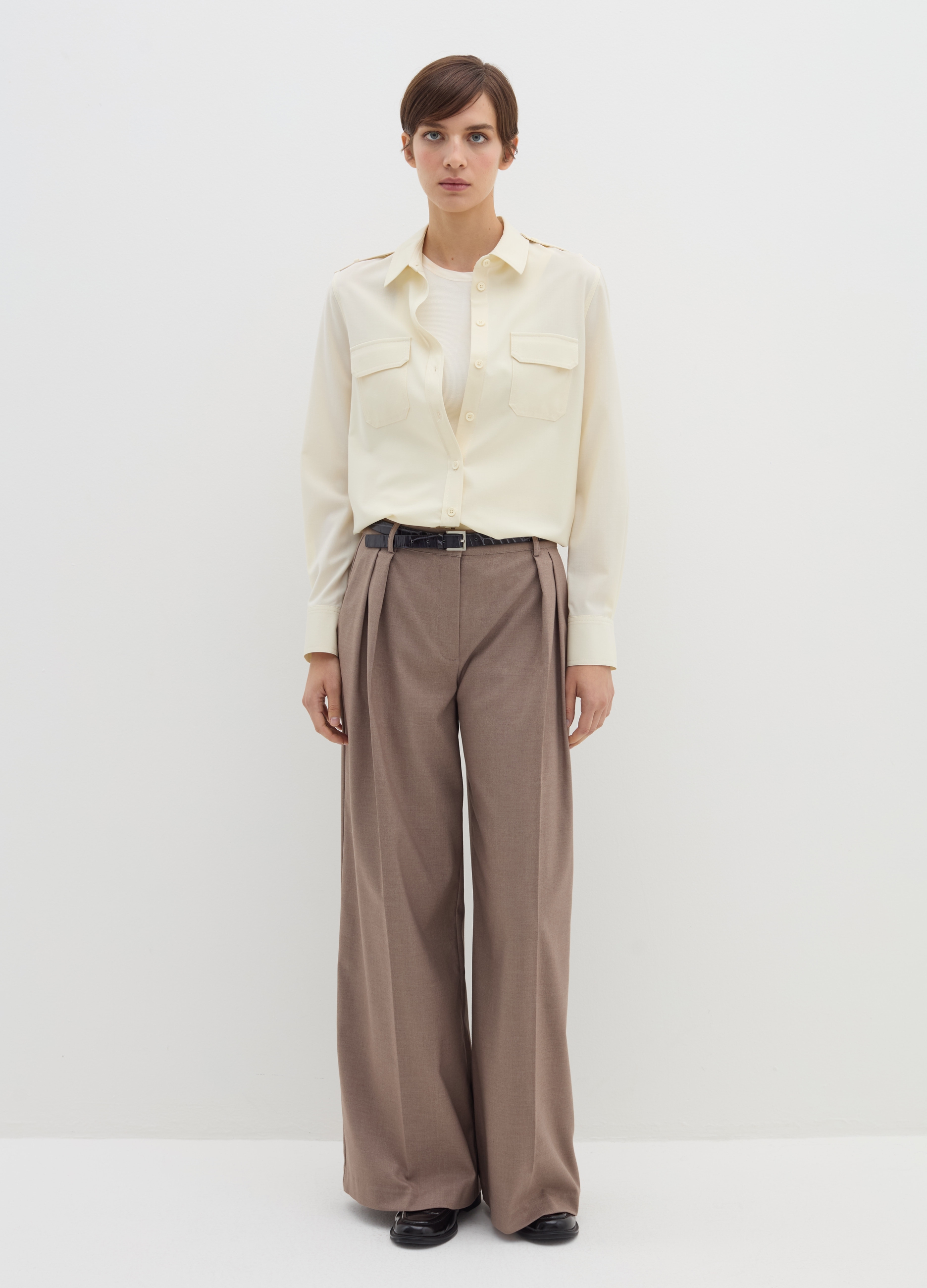 Stefanel - Camicia utility con tasche, Donna, Bianco avorio, Taglia 38