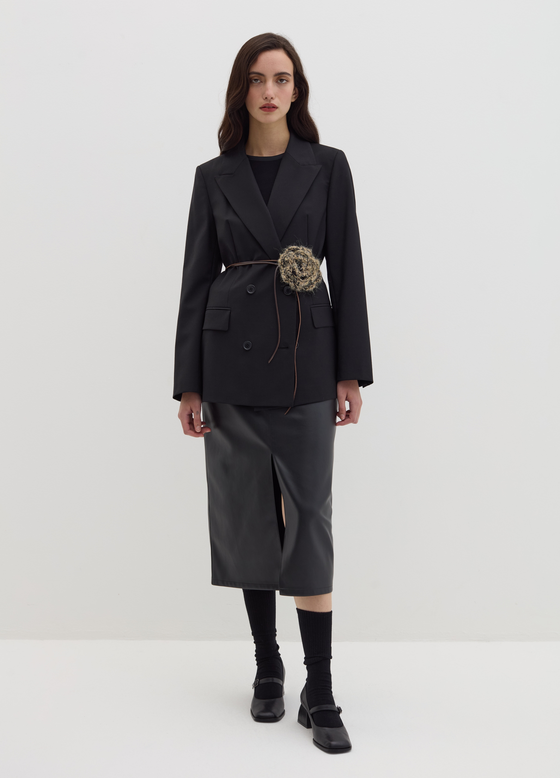 Stefanel - Cintura sottile con applicazione fiore, Donna, Marrone antilope, Taglia ONE SIZE