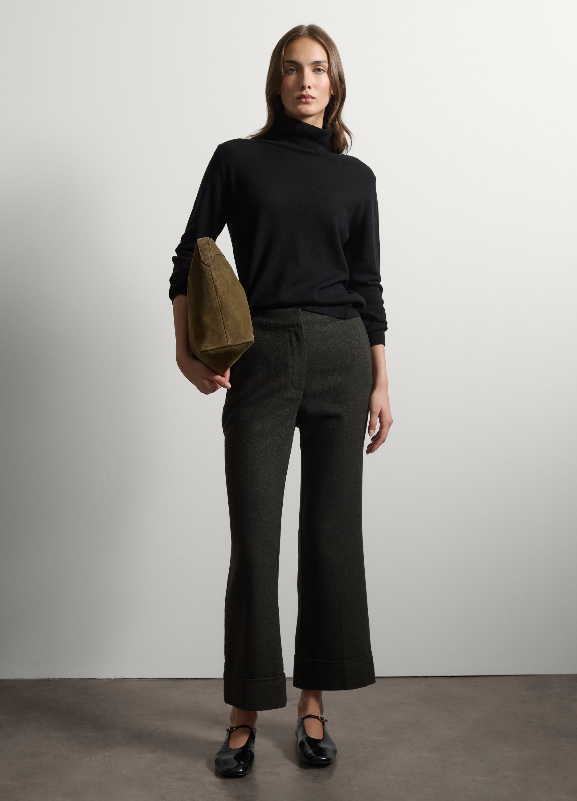 Stefanel - Grüne formelle Straight-Fit-Hose aus Woll-Viskose-Mix, Damen, Dunkelgrün
