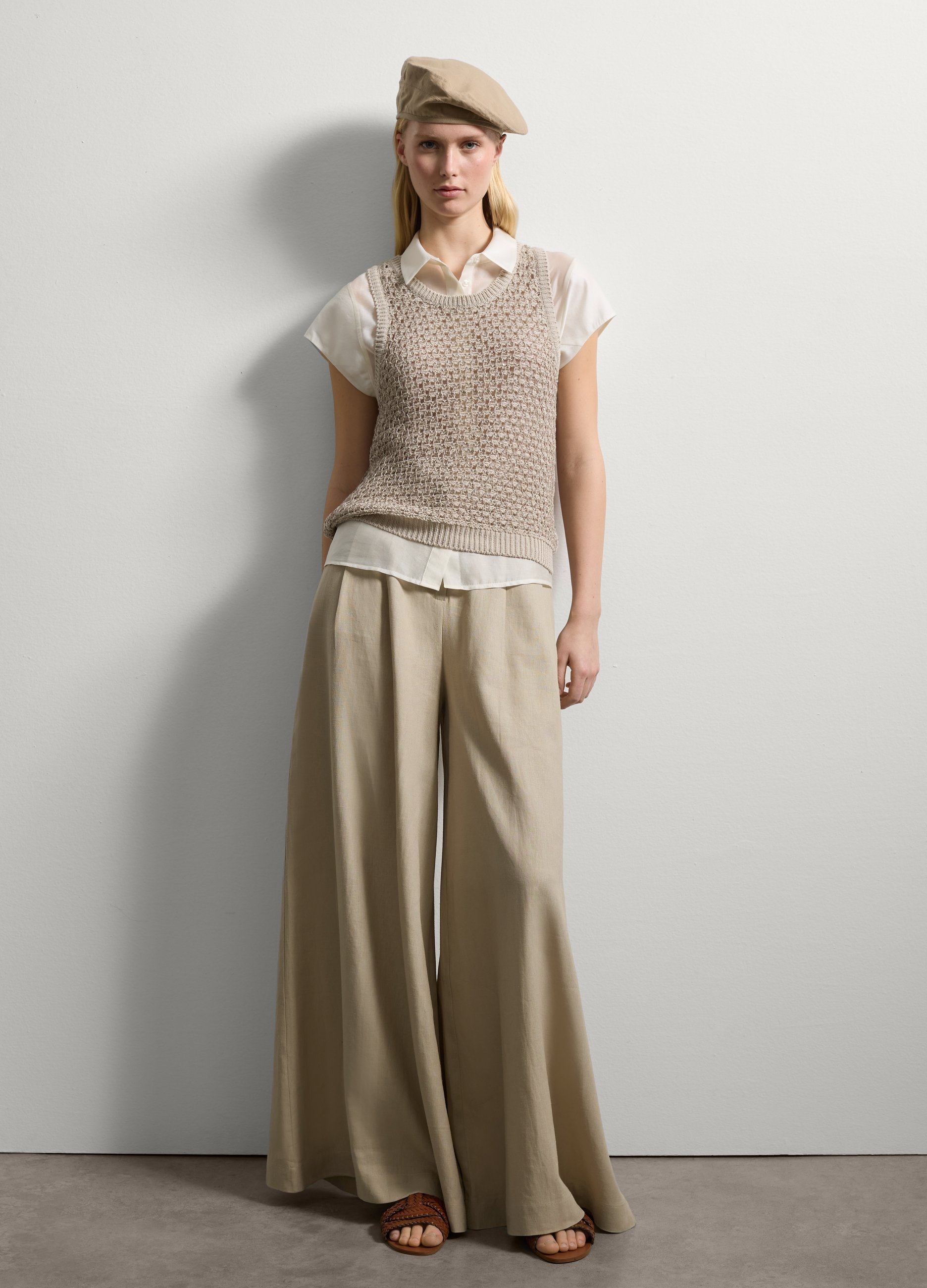 Stefanel - Tank top traforato, Donna, Corda, Taglia XS